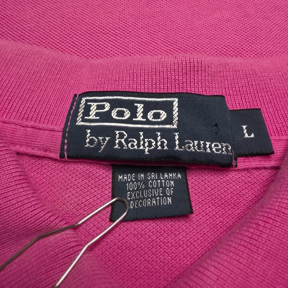Polo By Ralph Lauren Polo Shirt Mens L Pink Green Pony Logo Short Sleeve Classic